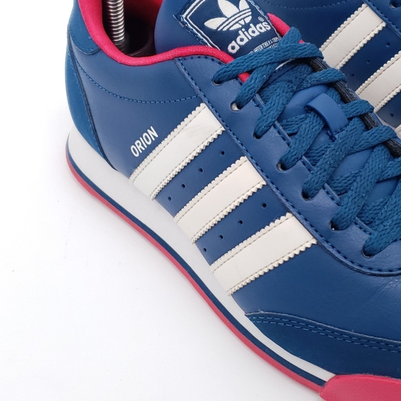 Adidas Orion Leather Sneaker. Rare Color Colbolt Blue/ Pink Mens 6, Women 8 - Picture 5 of 12